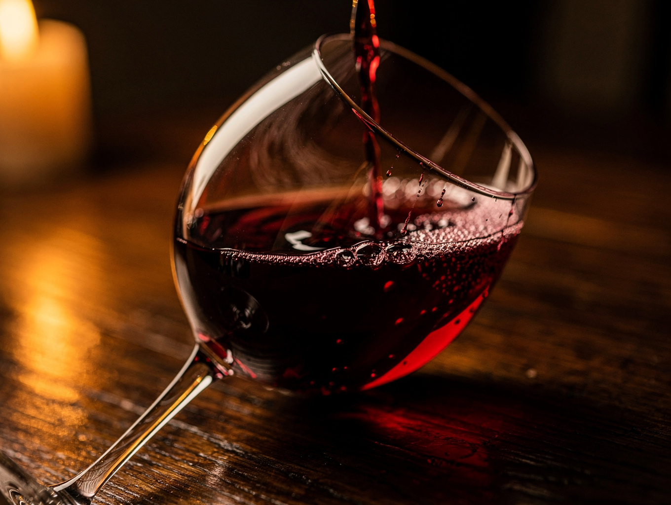 Elegant crystal wine glass on a dark table